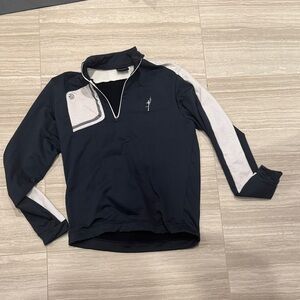 Men's Black and White Quarter-Zip Jacket